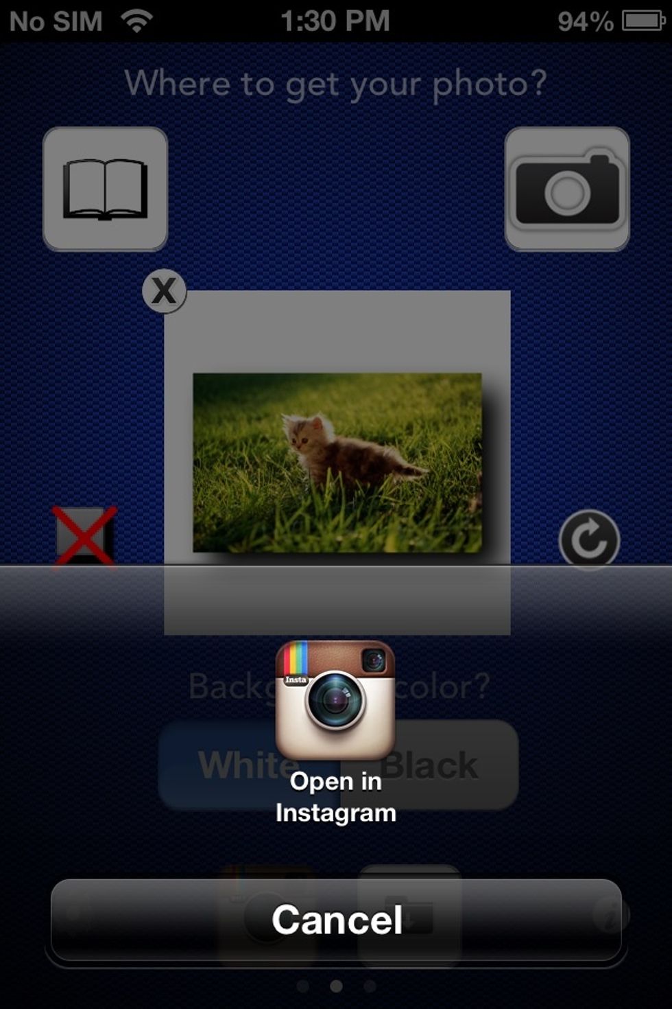 Send your photo to Instagram.