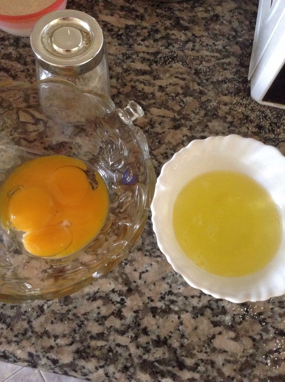 Separate 3 egg yolks and egg whites