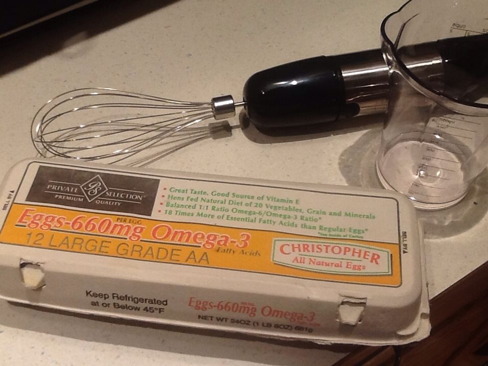 Separate 3 eggs. Set the yokes aside (to make ice cream later, optional:)