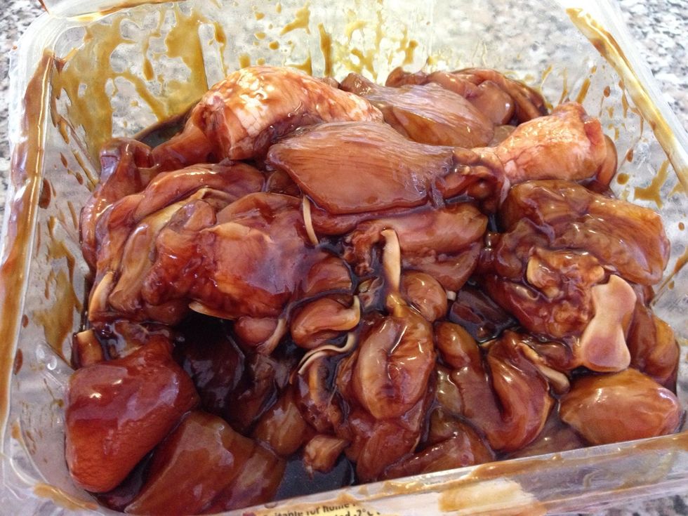 Separate/cut meat from drumstick bones. Reserve bones. Cut drumstick meat and breast fillet into cutlets. Marinate meat cutlets and bones with seasoning sauce listed in supply list.