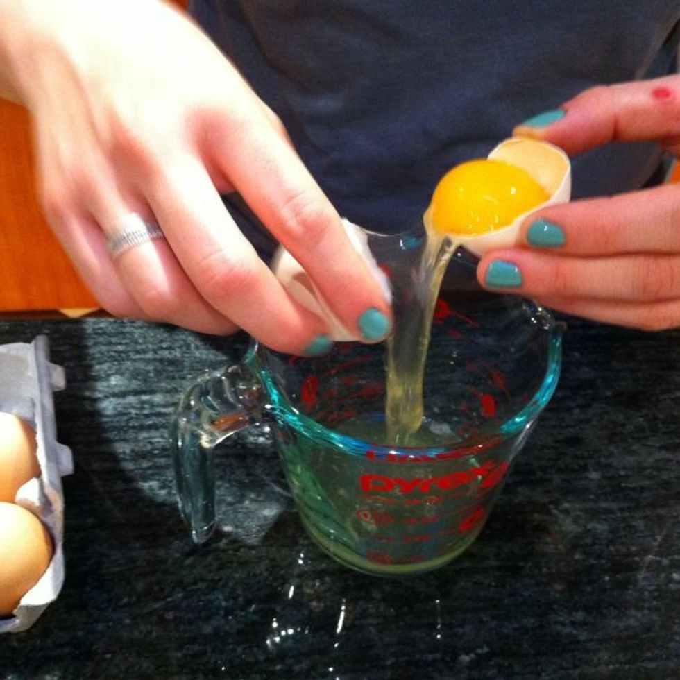 Separate egg whites from four large eggs