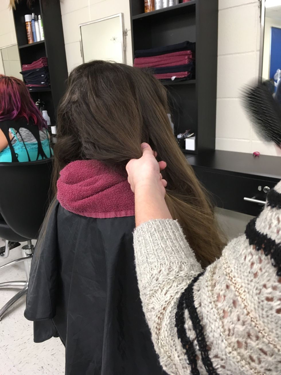 Separate halves into halves again making four quadrants and brush out the quadrants