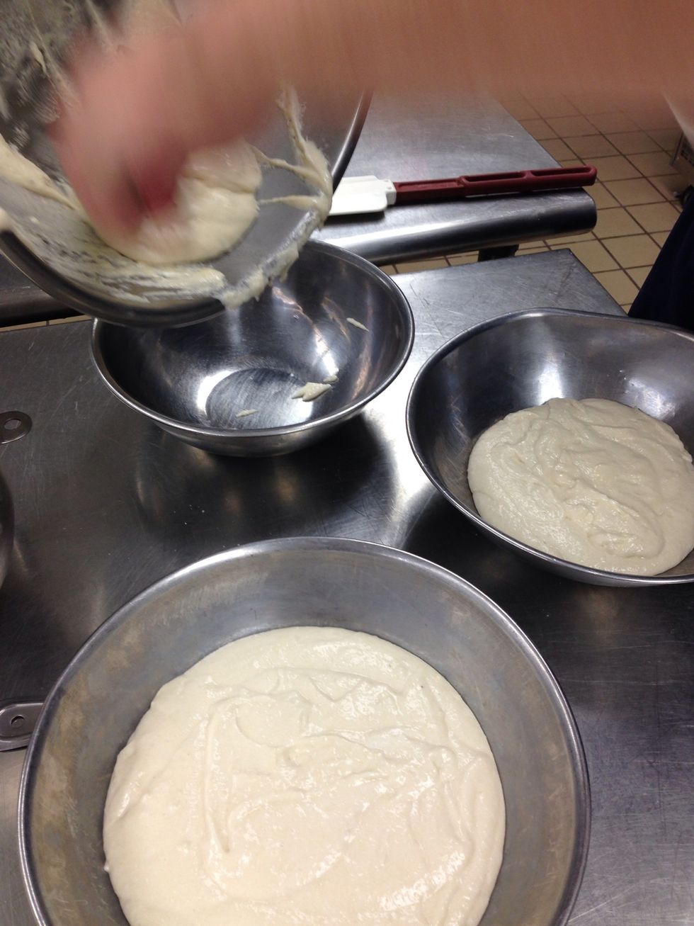 Separate into bowls to add coloring.