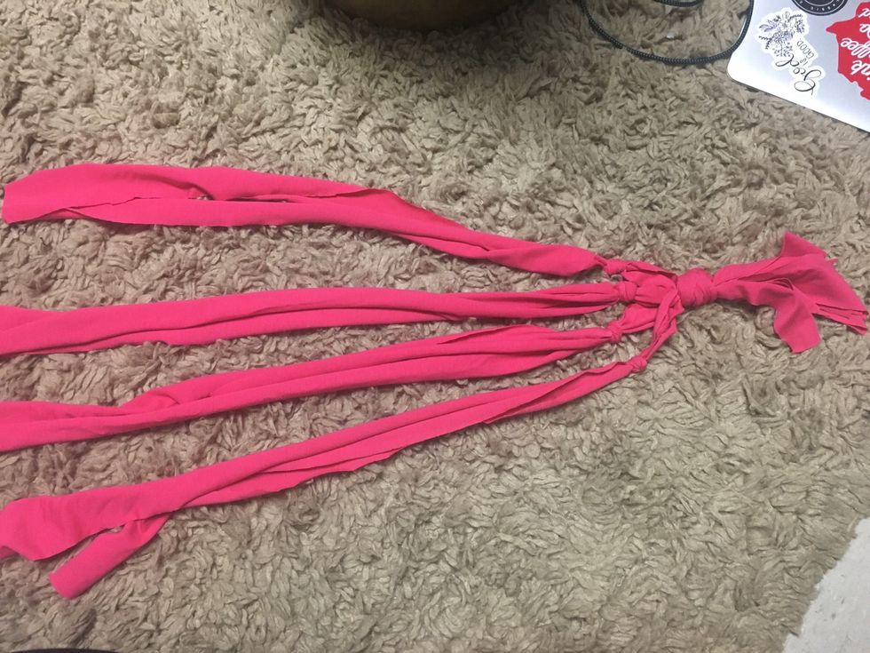 Separate into groups of 2 and tie knots