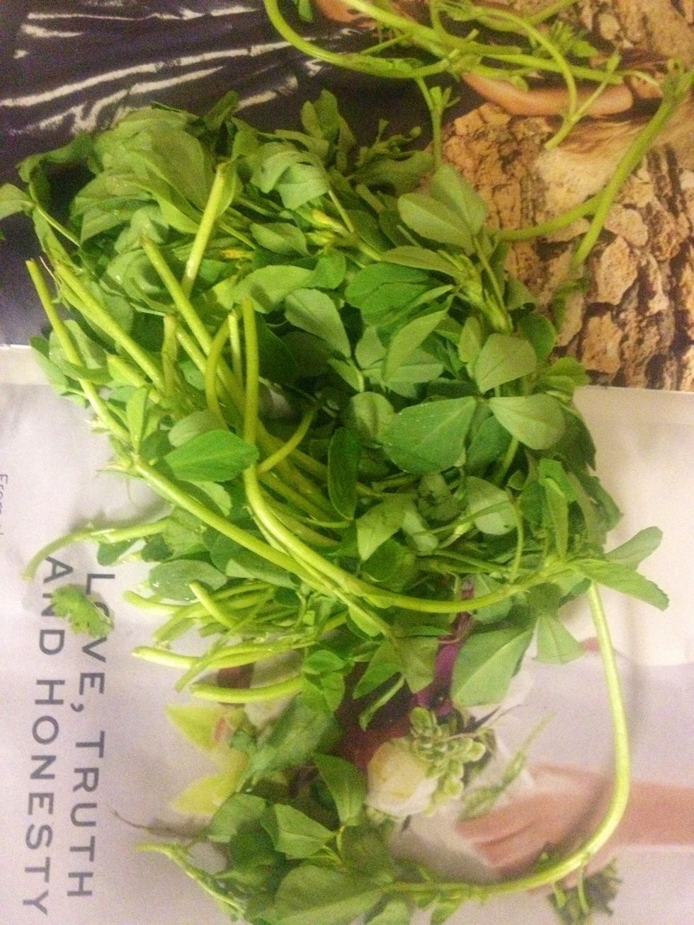 Separate leaves and twigs from the stems