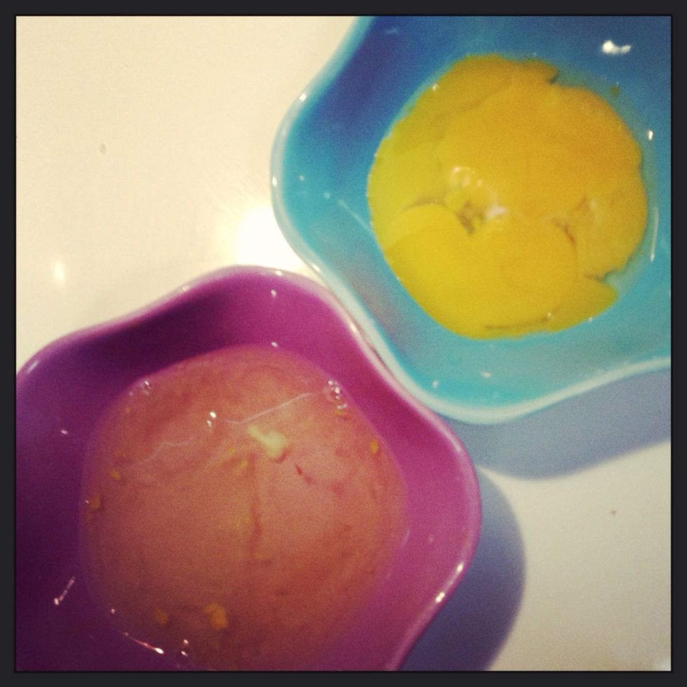 Separate the egg yolk from the whites and keep both