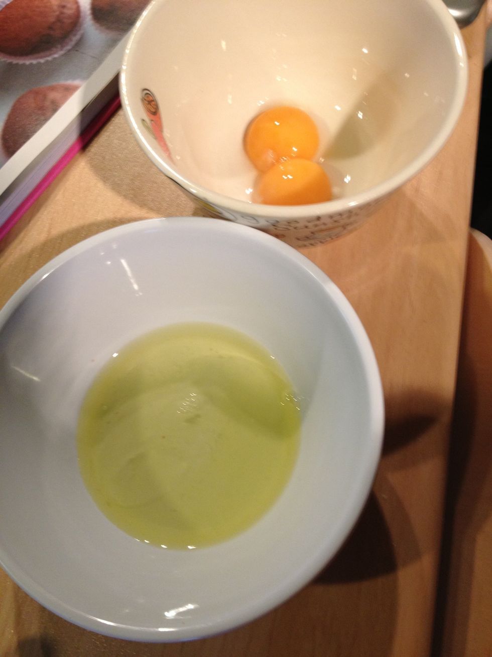 Separate the eggs into CLEAN bowls.