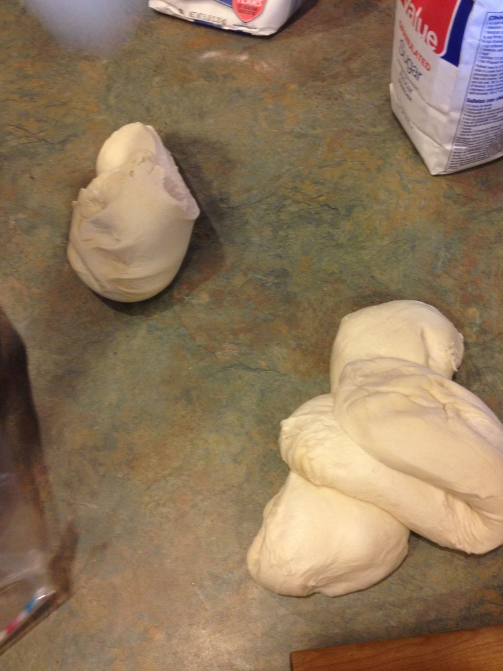 Separate the five loaves in half. If you get the pre-made dough it should come in a package of five.