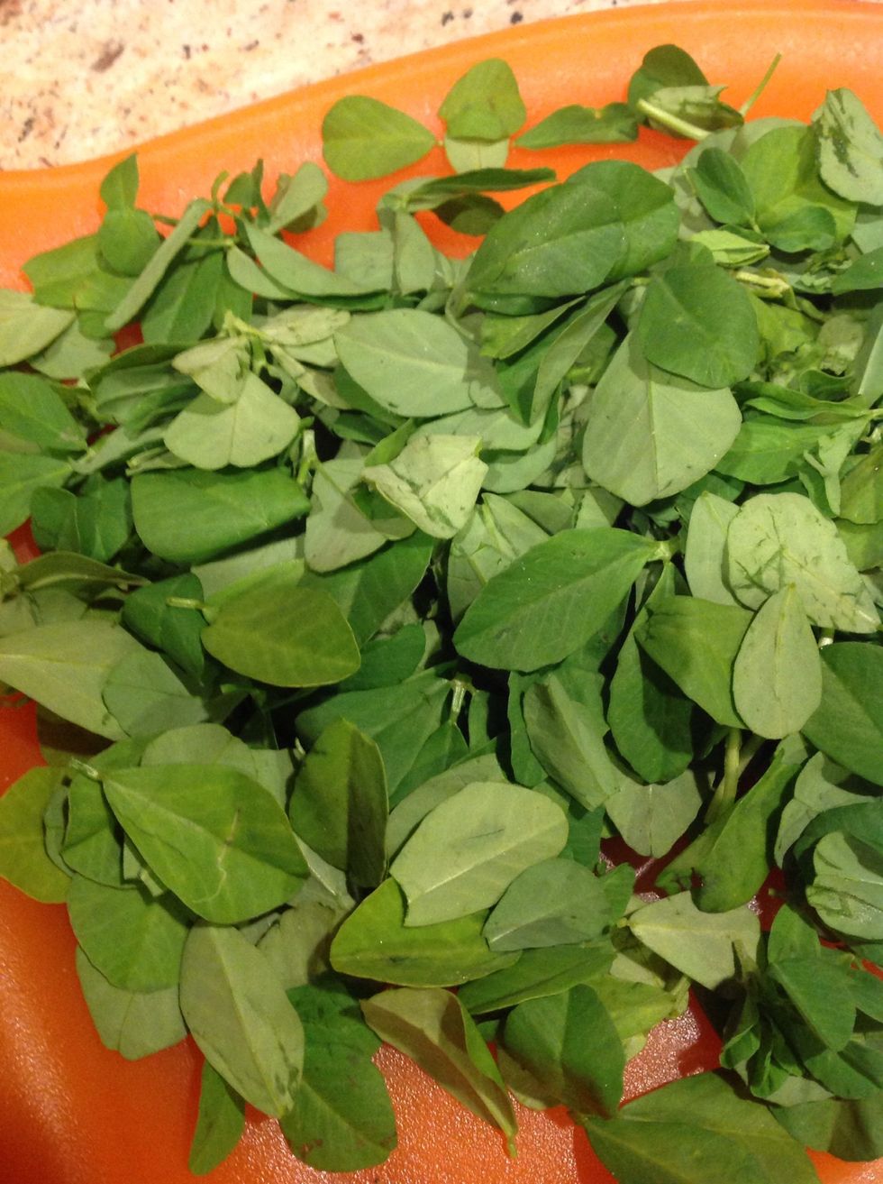 Separate the leaves from the stems (discard the stems).