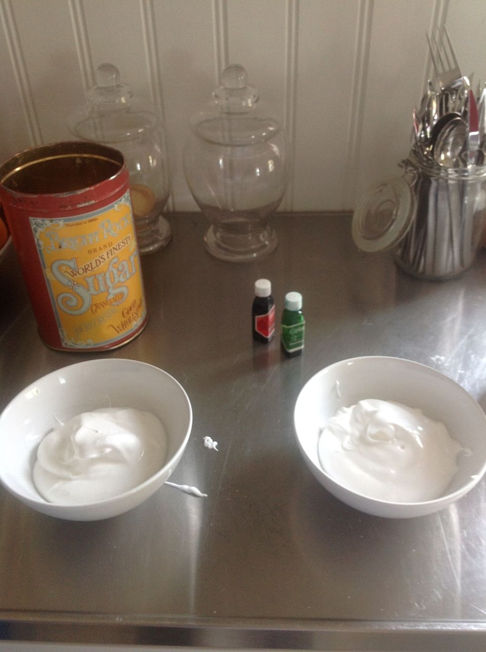 Separate the Meringue into two separate bowls