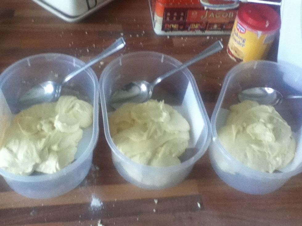 Separate the mixture equally into three