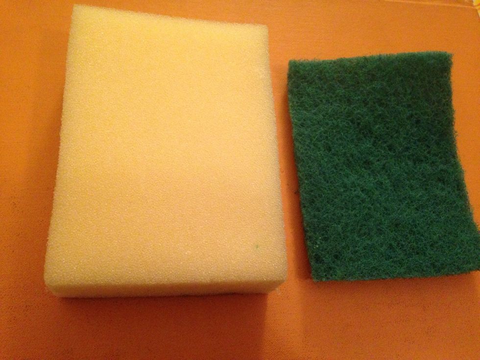 Separate the two layers of the sponge.