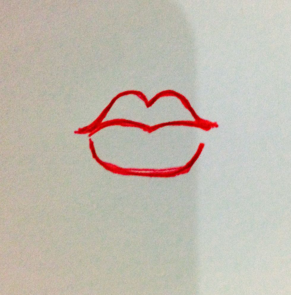 Separate them with a line curved downward at the centre.