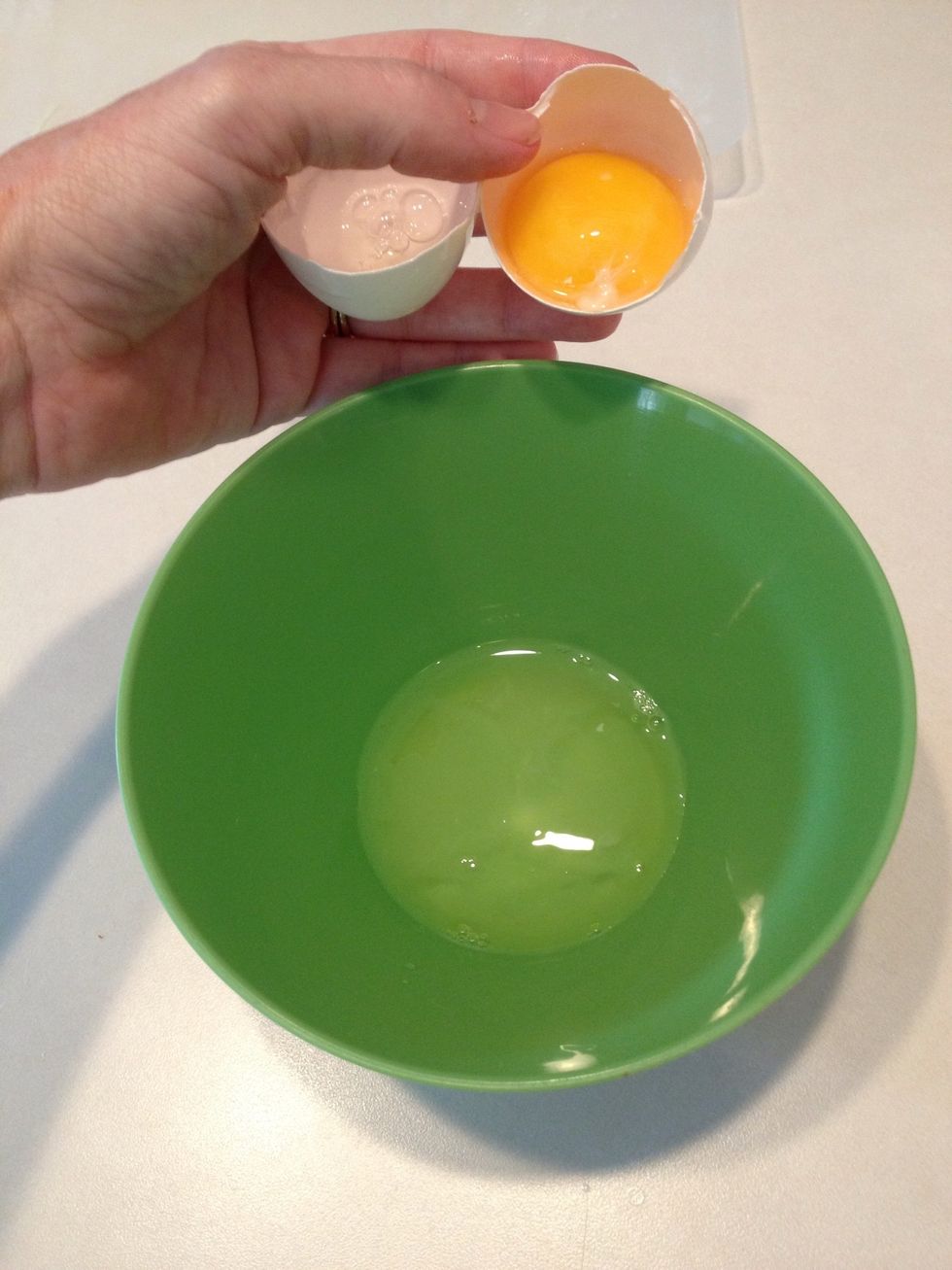 Separate your egg white into a bowl.  If you're not sure how to do this, look through my Snapguides because I made one on just this topic - and it's in a video format for easy viewing!  \ud83d\ude0a