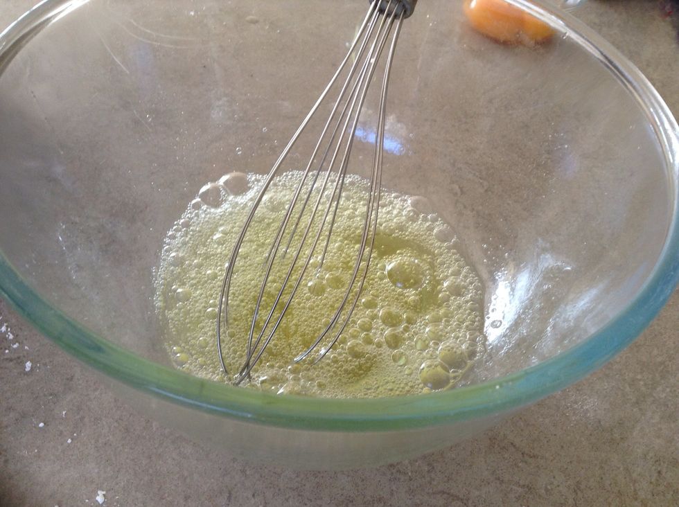 Separate your egg whites and beat until soft peaks are formed.