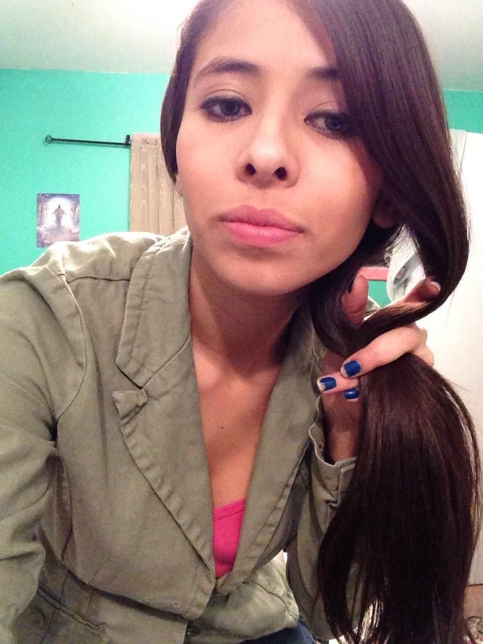 Separate your hair down the middle