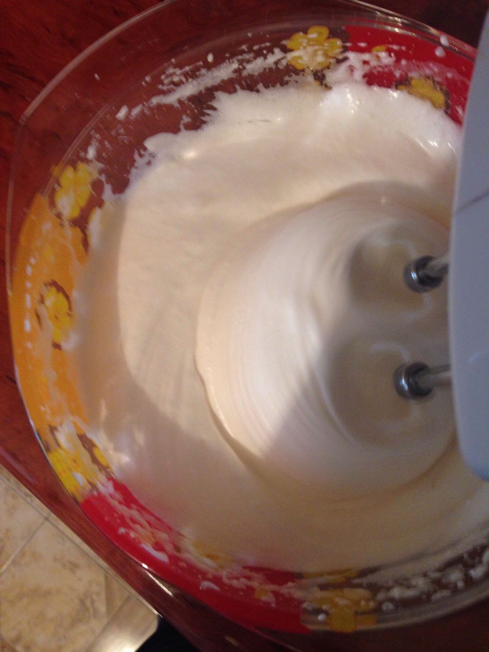 Seperate the eggs and beat the whites until firm