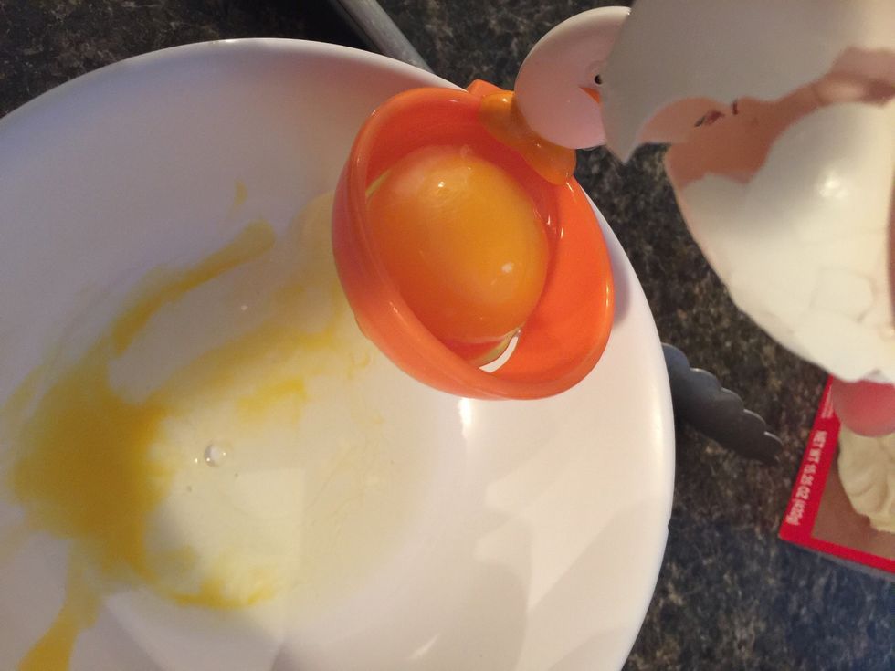 Seperate the yolk from an egg. I did 3 eggs.