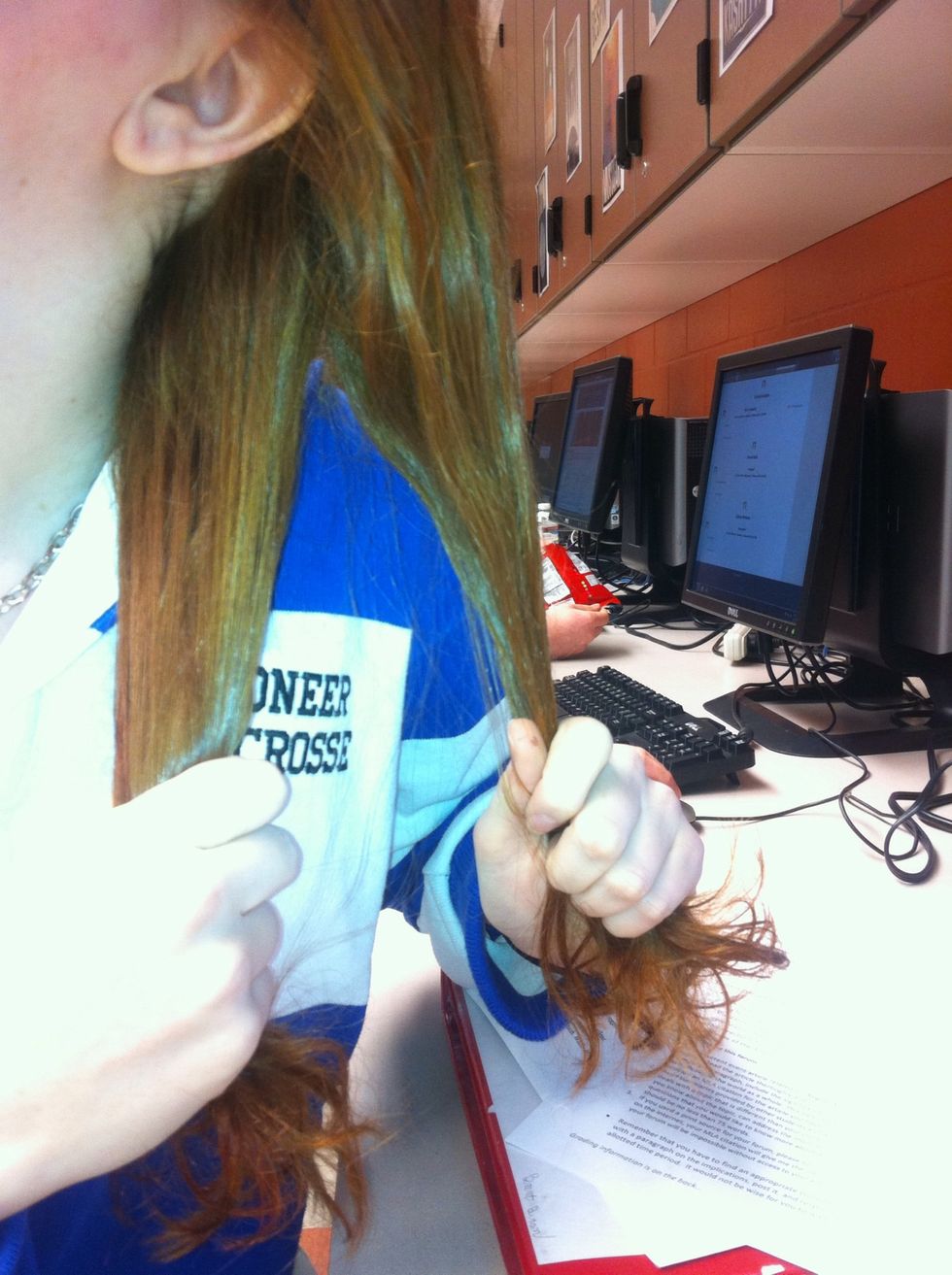 seperate your hair in two sections