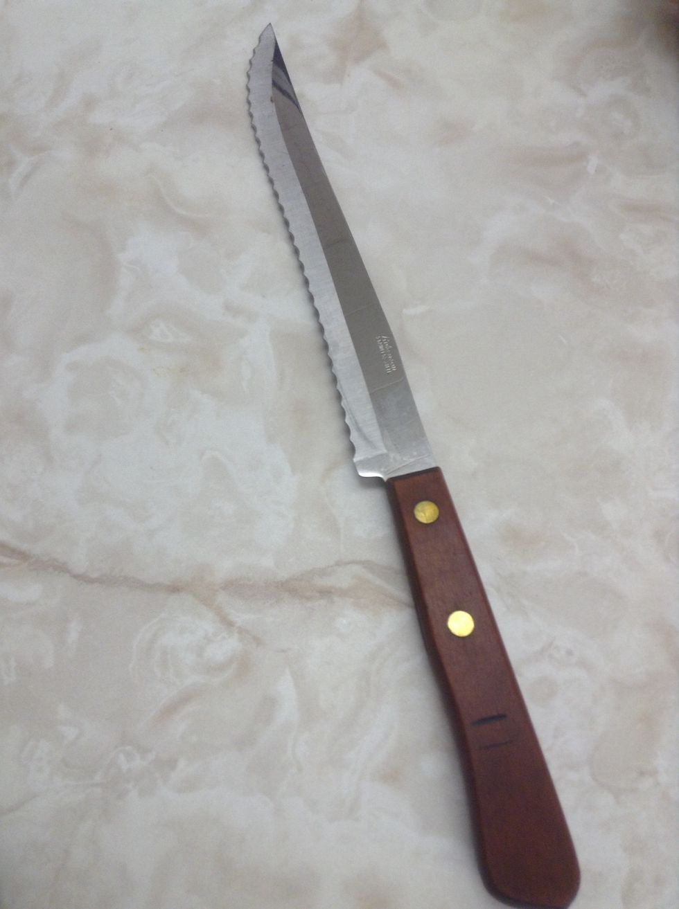 Serrated knife. Used (again) for cutting. I can use a serrated knife to murder my enemies and make them into wavy pieces. (Just so ya know, these are all jokes. \ud83d\ude1c)