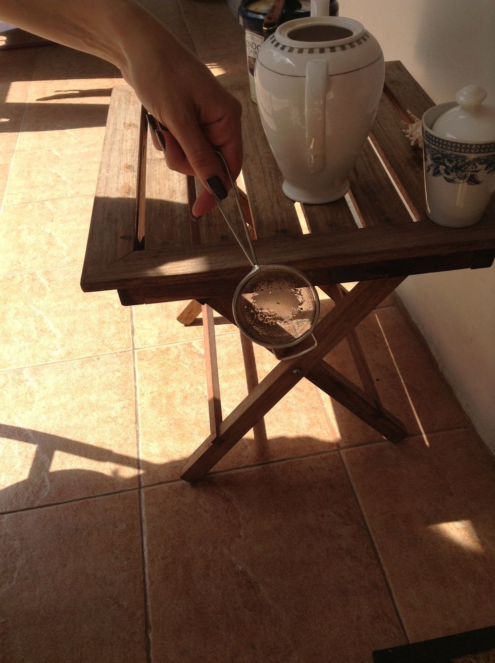 Serve coffee using a small filter in order to avoid coffee powder going into the cup