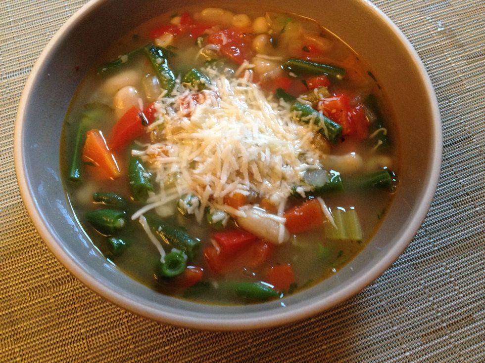 Serve immediately, with some grated Parmesan cheese on top, if desired.