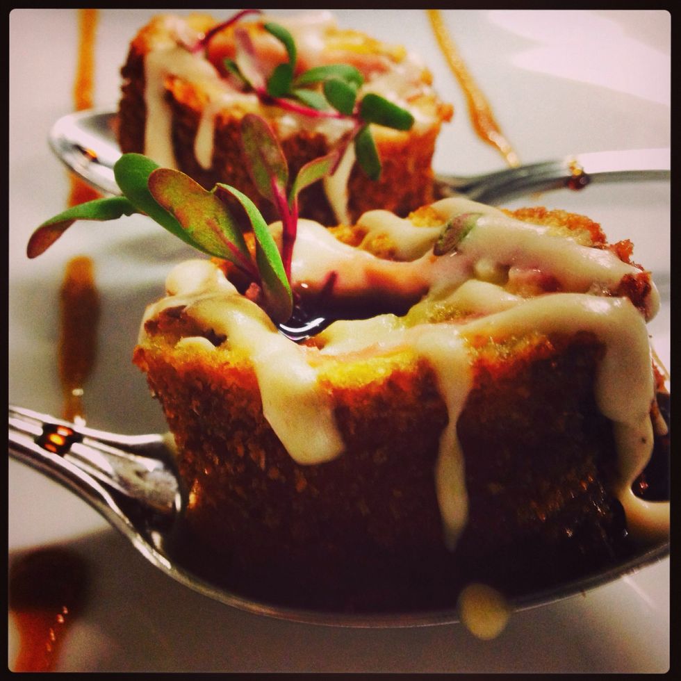 Serve it on a spoon, and put the sauce on top, enjoy it \ud83d\ude18