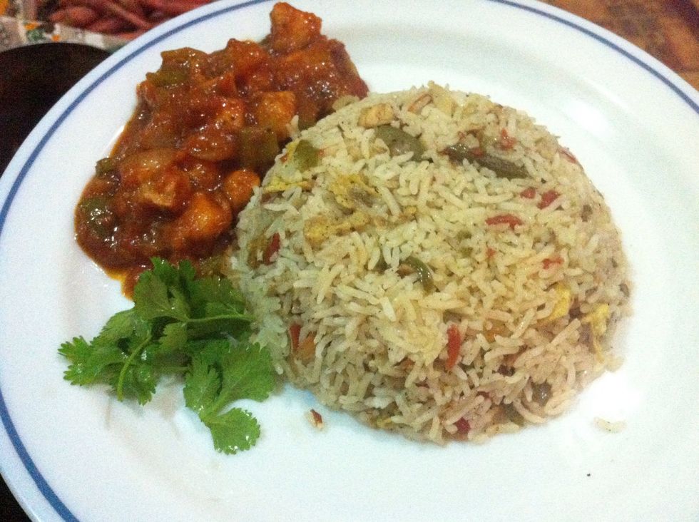 serve it with chicken manchurian