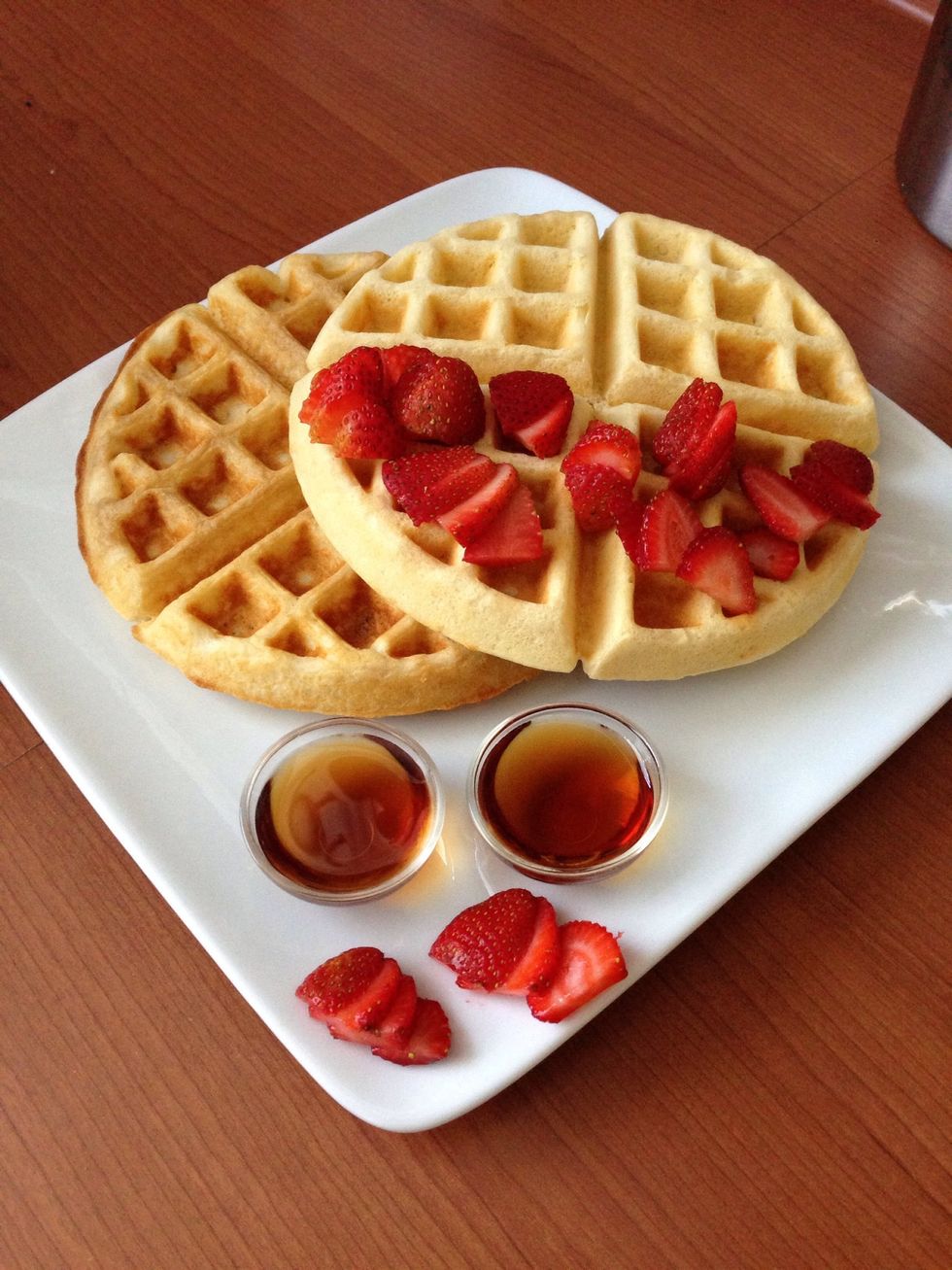 Serve it with fruit and syrup