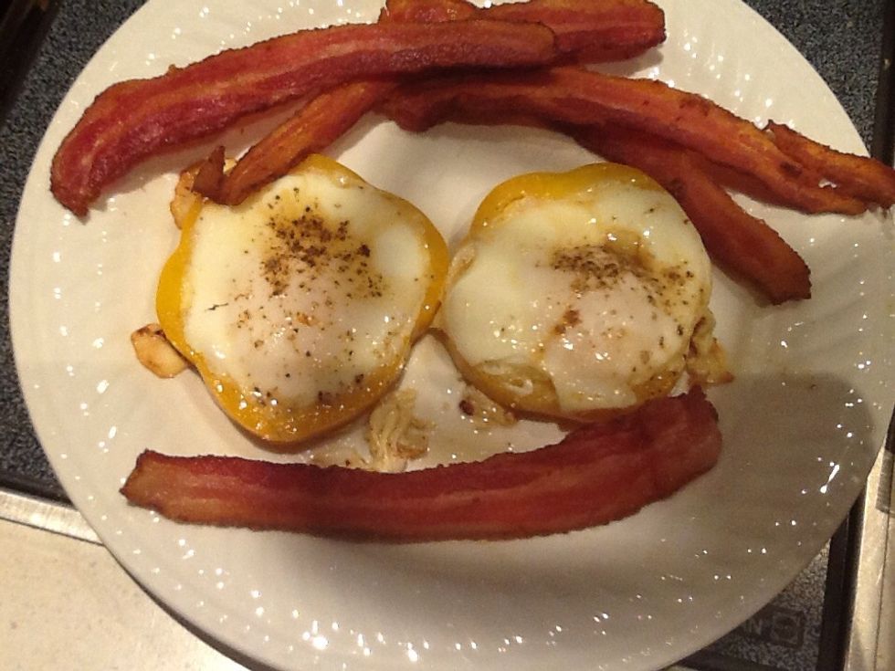 Serve on plate with bacon.