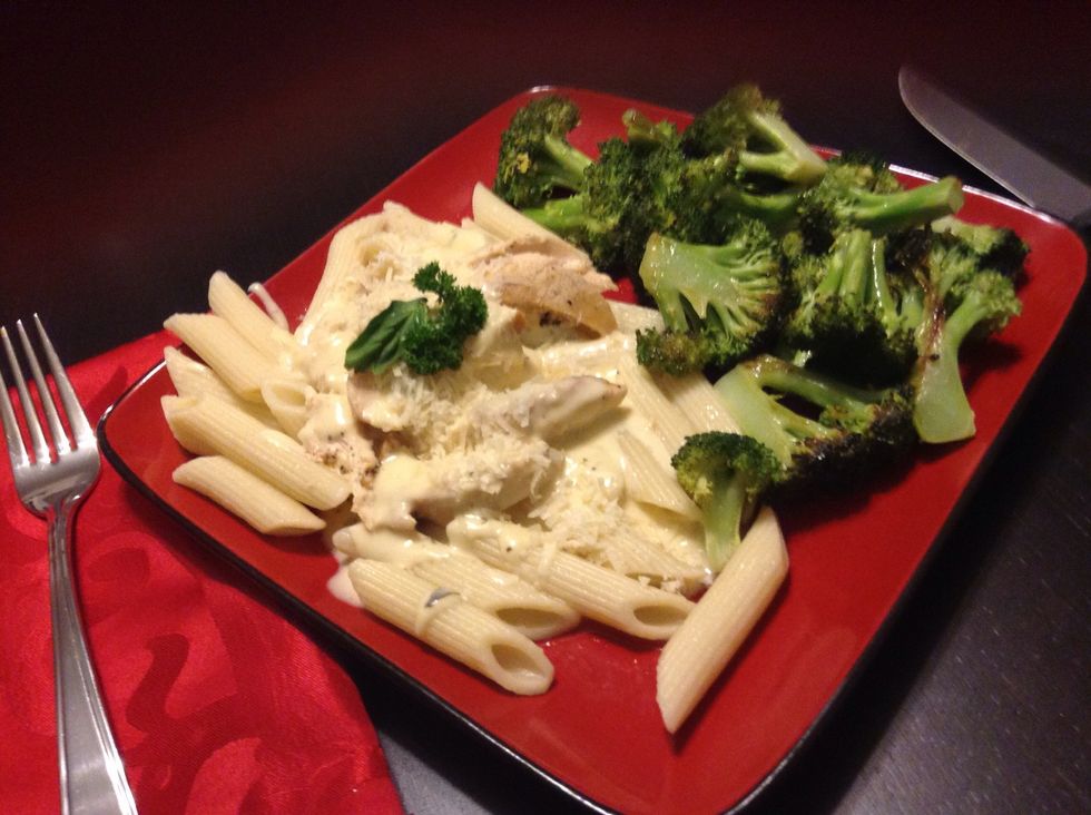 Serve over noodles of choice, this sauce is absolutely the best! You can add in a little chicken if you'd like! I also added in 2 tablespoons of fresh parsley from the garden and 1 tablespoon of basil