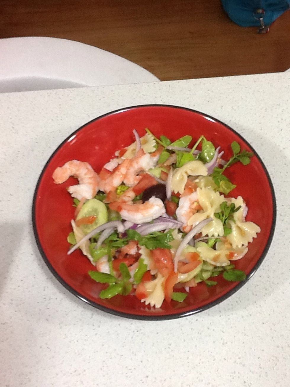 Serve the salad into a nice bowl to eat.