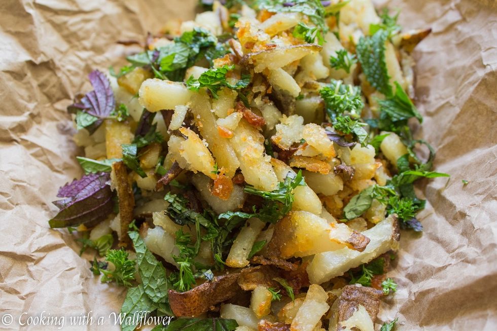 Serve these crispy truffle fries with fresh herbs warm. http://www.brit.co/category/food/
