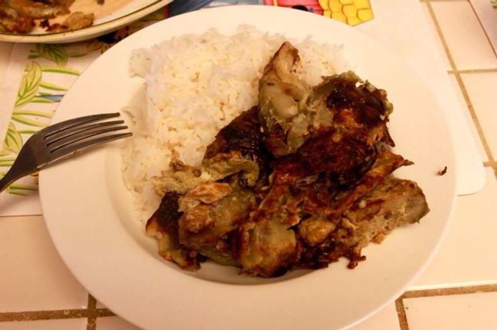 Serve with rice and soy sauce and enjoy.!