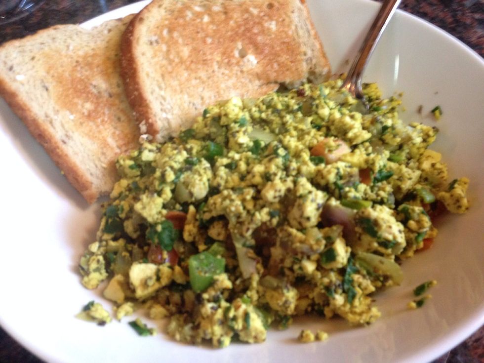 Serve with whole-grain toast, or inside corn tortilla as a wrap, or all by itself. Enjoy!