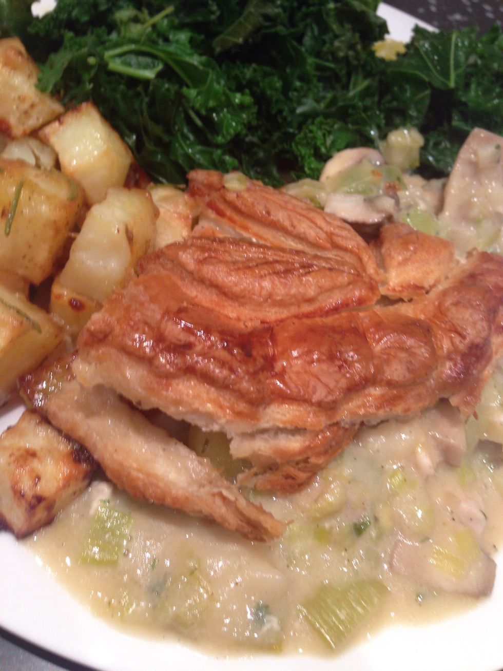 Served up with rosemary potatoes and curly kale. Enjoy!!