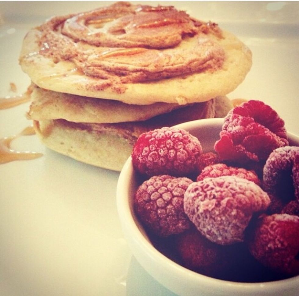 Serving idea #2: serve with raspberries and make icing out of protein powder 1/2-1 scoop + water/almond milk/soy milk + cinnamon/other sweet spice that you like.