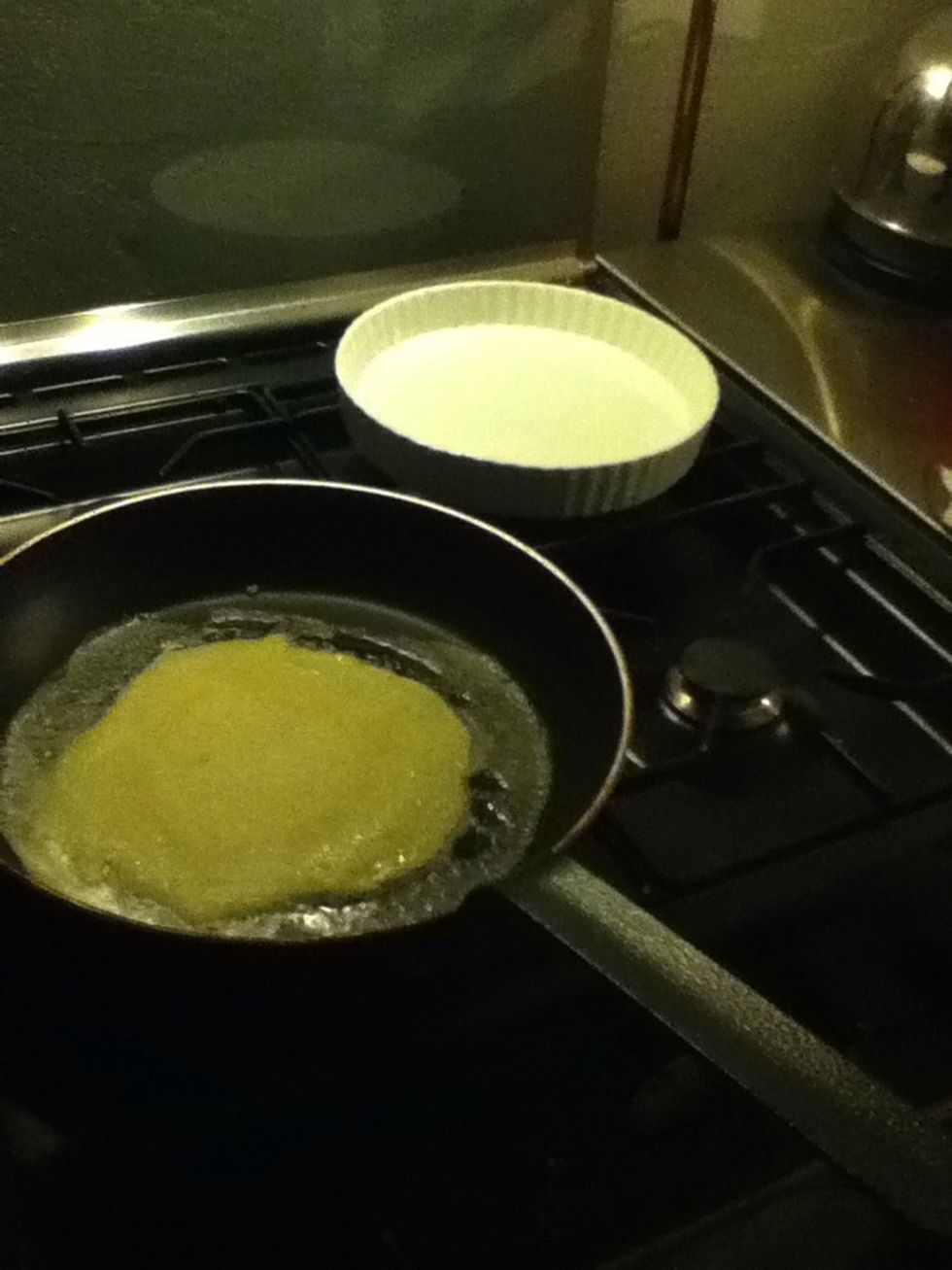 Set a plate beside the stove