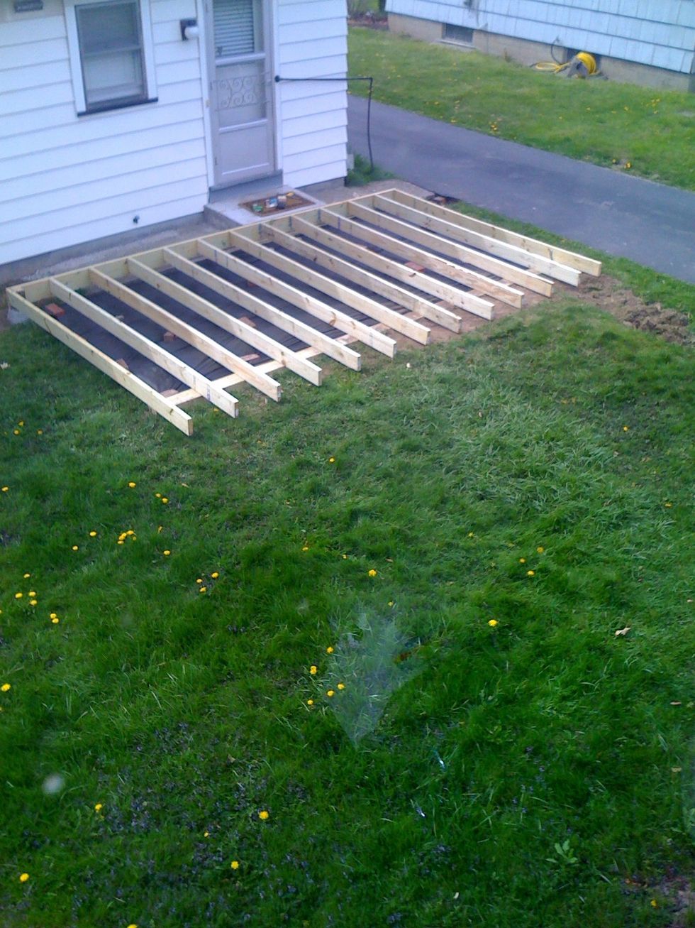 Set all joists to header and on top of 4x4