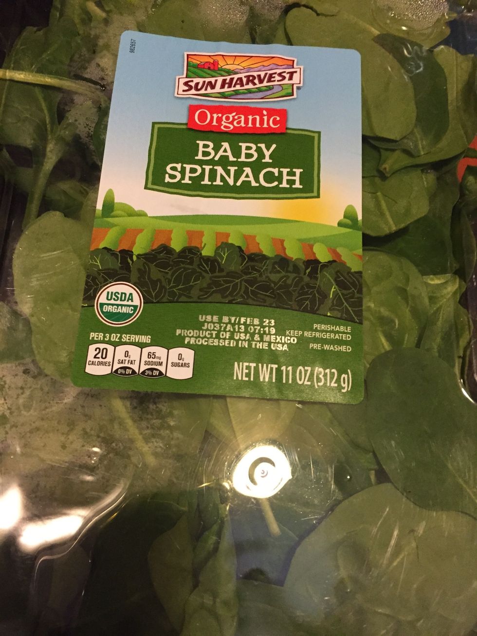 Set aside 1 cup of baby spinach thoroughly washed
