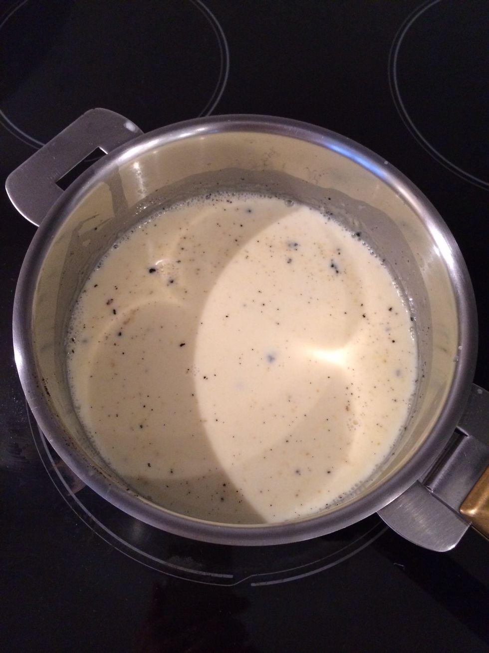 Set aside for the vanilla to infuse and intensify the flavor. When you are ready to do the custard