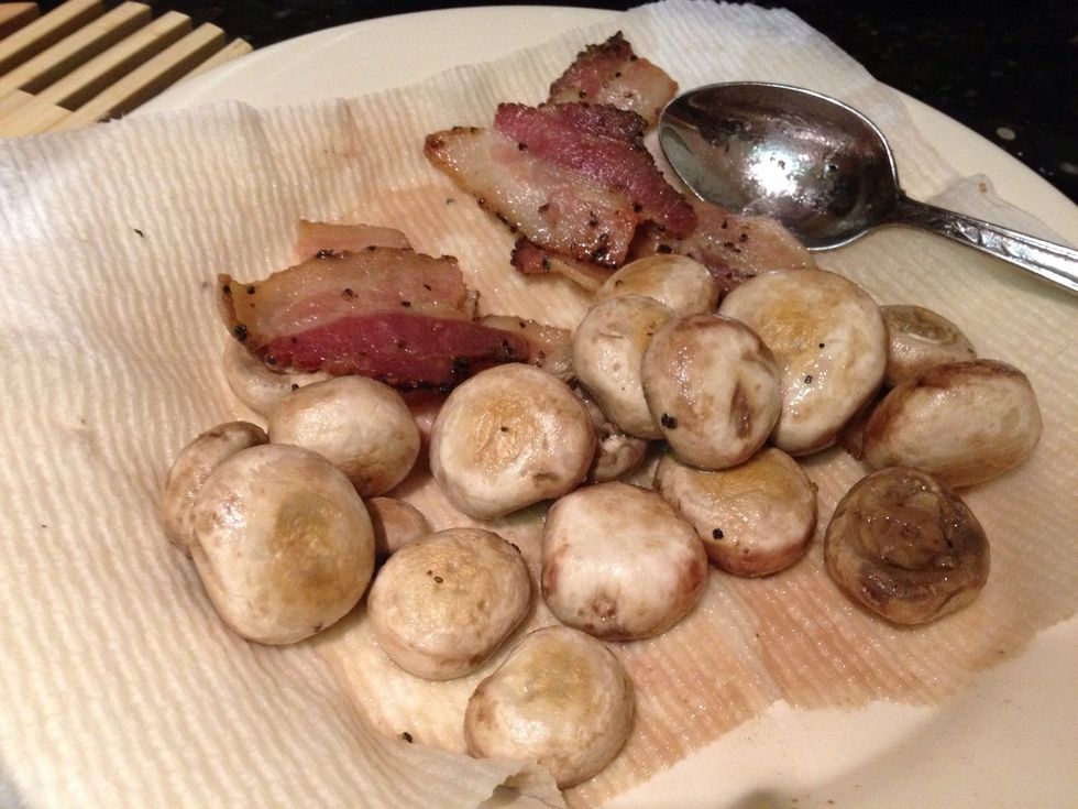 Set aside the mushrooms with the bacon.