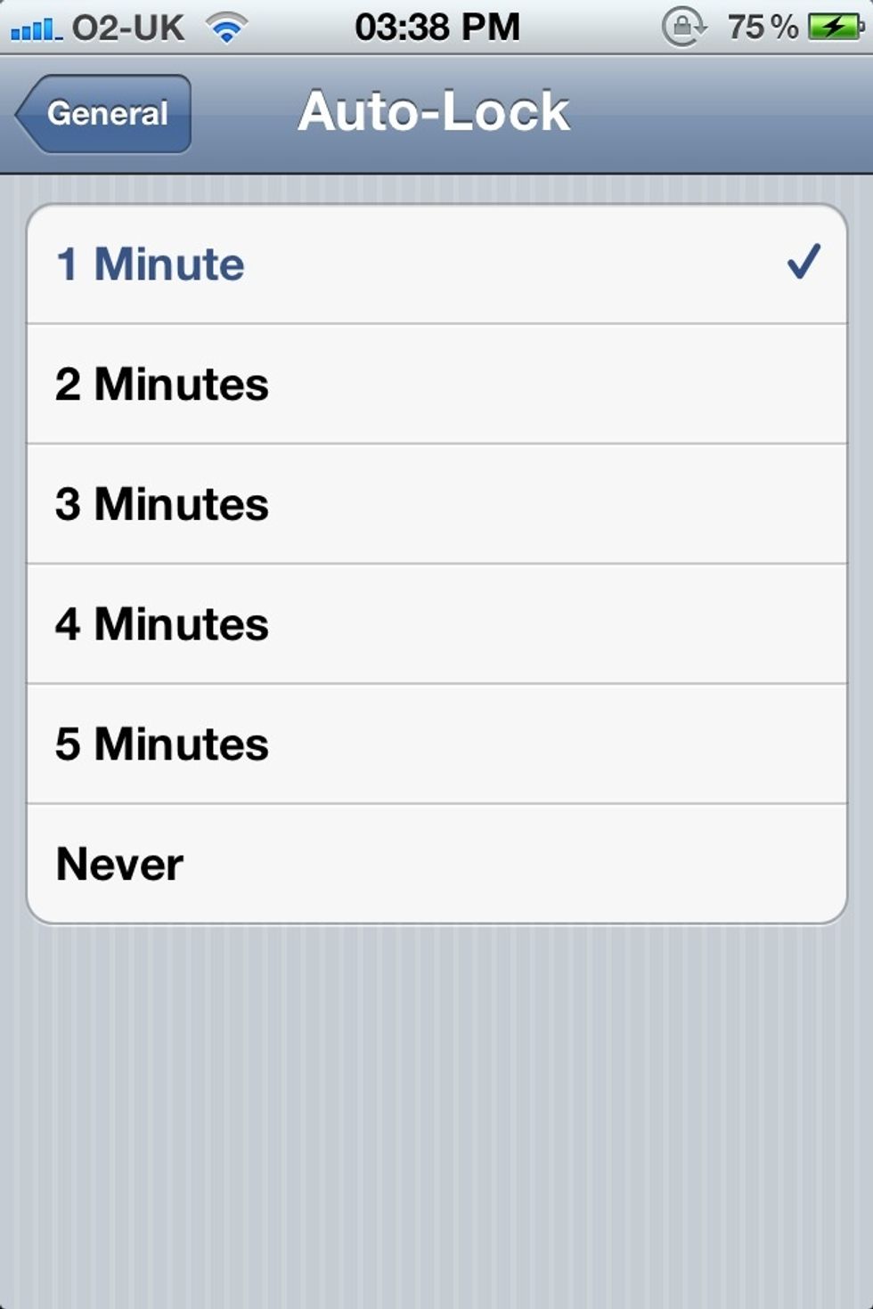 Set auto-lock to 1 minute...(settings>general>auto lock)