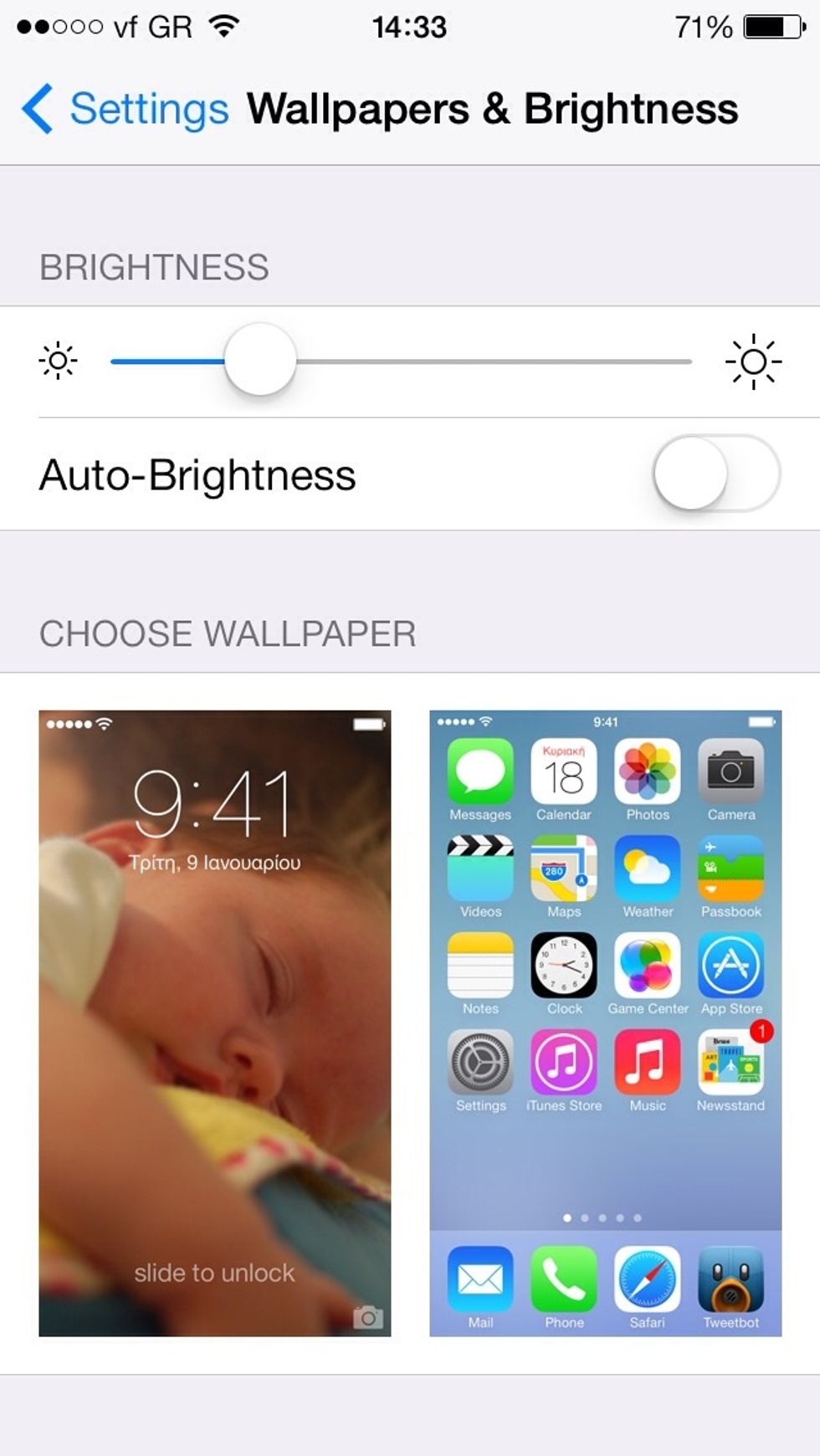 Set Brigthness to the lowest setting possible. IOS 7 is bright enough :-) Set a static wallpaper instead of a dynamic one.