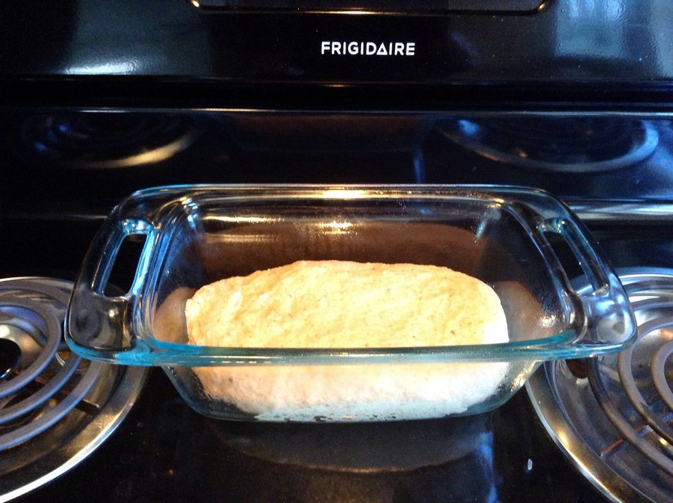 Set dough in a warm place free of drafts. For me, this is at the back of my stove with the range hood light on. Cover if you wish (sometimes it helps the dough to rise faster).