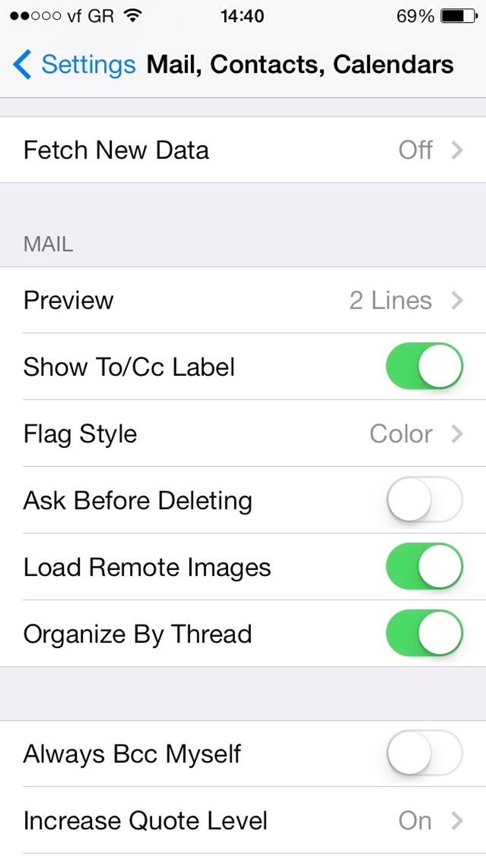 Set Fetch New Data to Off