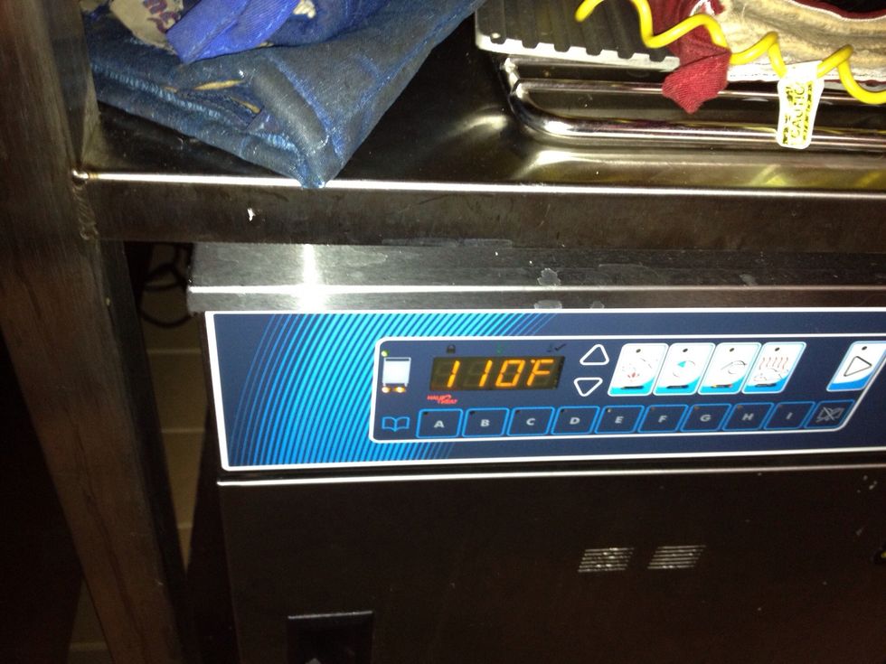 Set internal temp to 110F (43C).