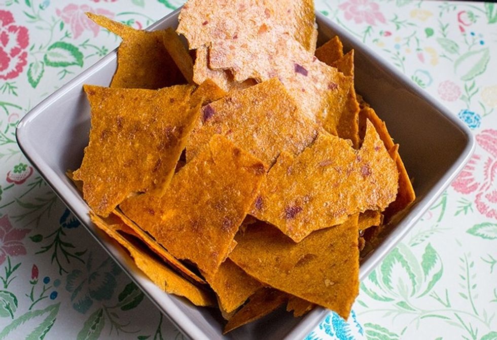 Set it to 150* F for 10 hours. When finished, the fruit should be crisp and able to be broken into chips. They capture the fresh taste of peaches, and best of all have nothing artificial. Enjoy!