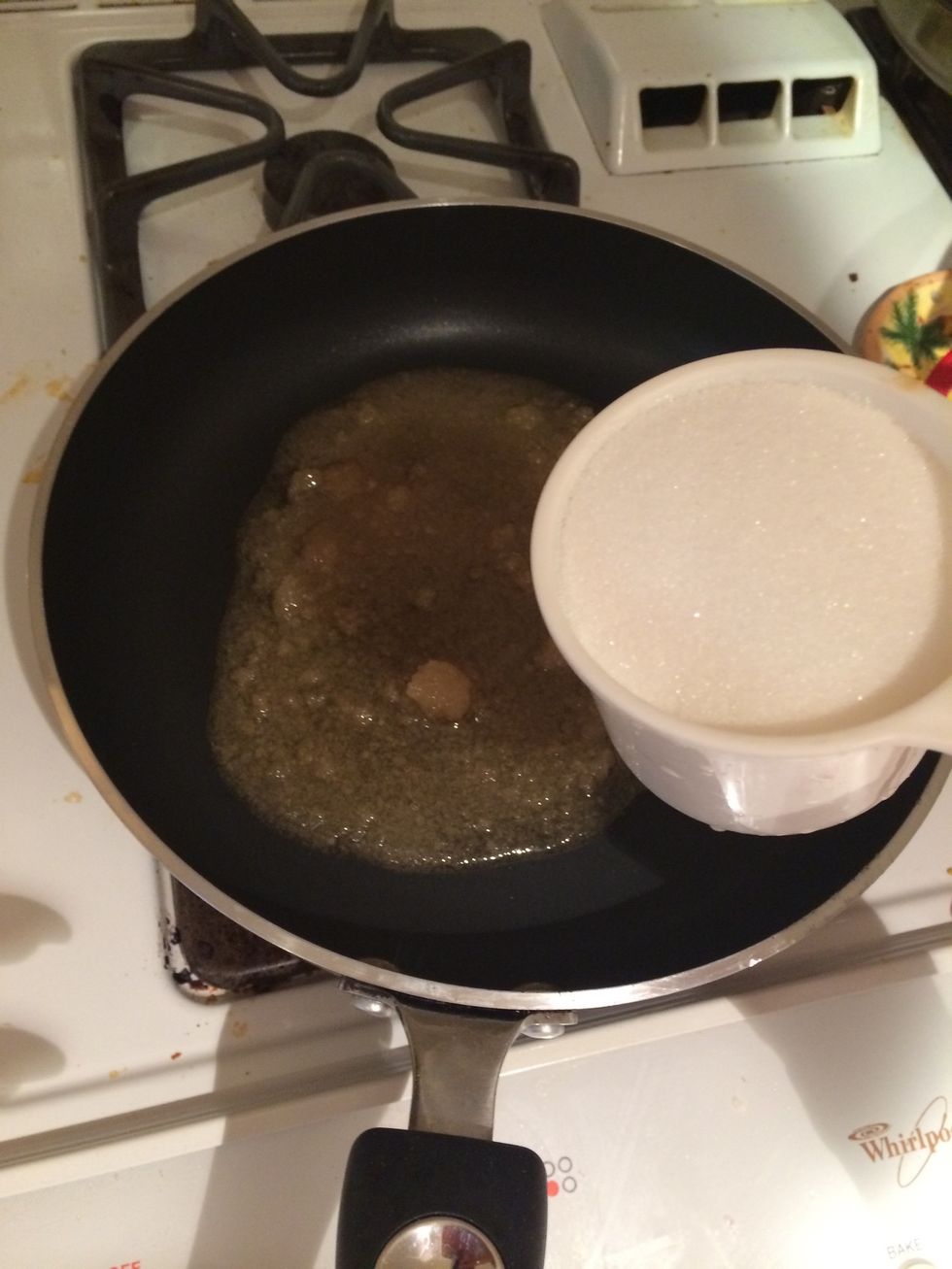 Set on low and mix honey and sugar