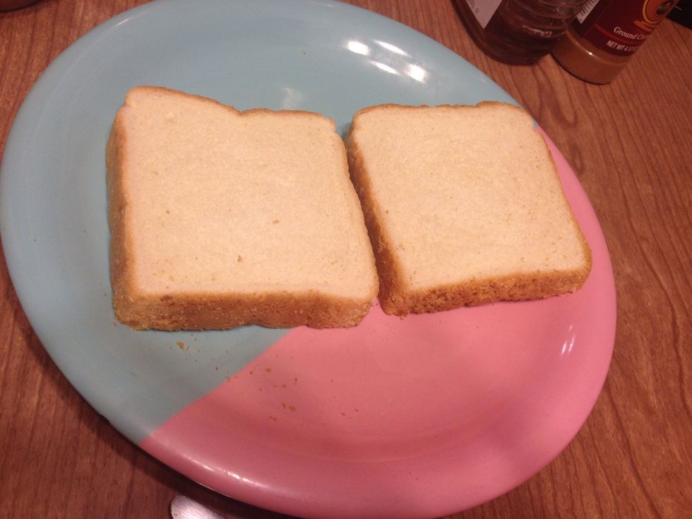 Set out two pieces of bread.